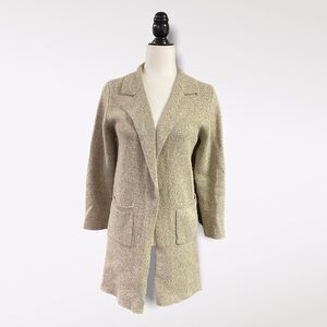 Monteau | Women’s Gray-White Open Front Cardigan With Pockets